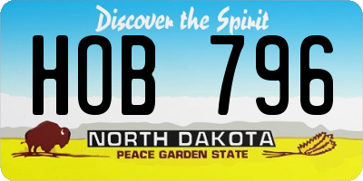 ND license plate HOB796