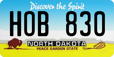 ND license plate HOB830
