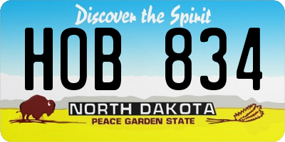 ND license plate HOB834