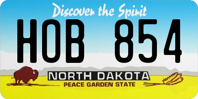 ND license plate HOB854
