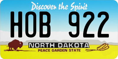 ND license plate HOB922