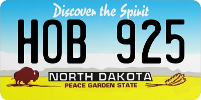ND license plate HOB925