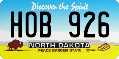 ND license plate HOB926