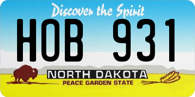 ND license plate HOB931