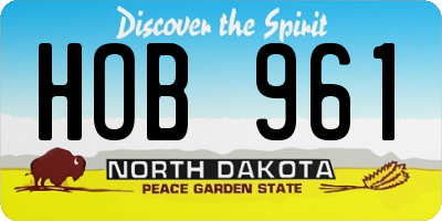 ND license plate HOB961