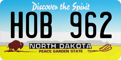 ND license plate HOB962