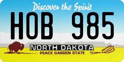 ND license plate HOB985