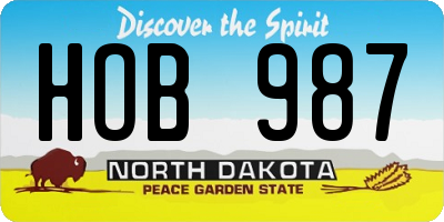 ND license plate HOB987