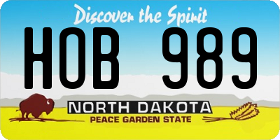 ND license plate HOB989