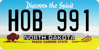 ND license plate HOB991