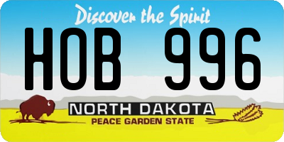 ND license plate HOB996