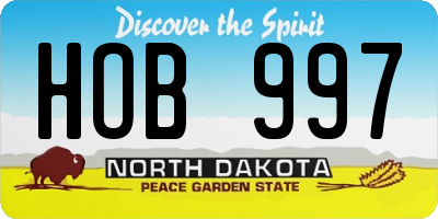 ND license plate HOB997