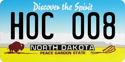ND license plate HOC008