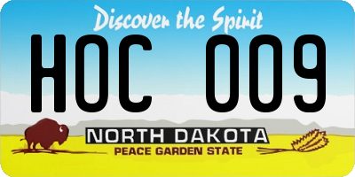 ND license plate HOC009