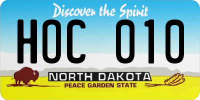 ND license plate HOC010