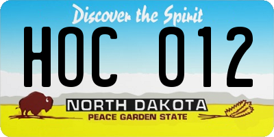 ND license plate HOC012