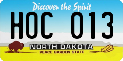 ND license plate HOC013