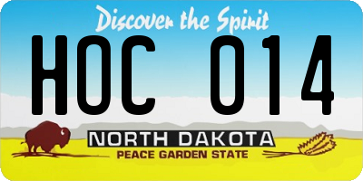 ND license plate HOC014