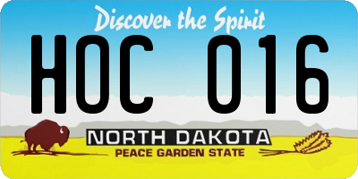 ND license plate HOC016