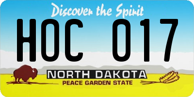 ND license plate HOC017