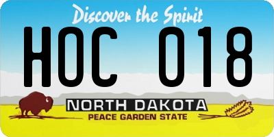 ND license plate HOC018