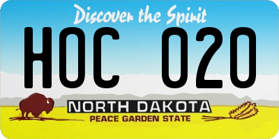 ND license plate HOC020