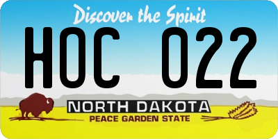 ND license plate HOC022