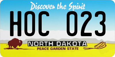 ND license plate HOC023