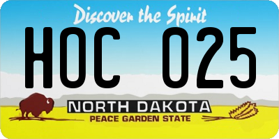 ND license plate HOC025