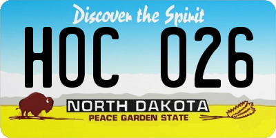 ND license plate HOC026