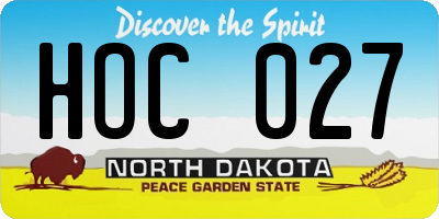 ND license plate HOC027