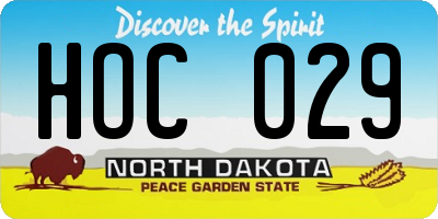 ND license plate HOC029