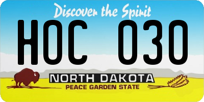 ND license plate HOC030