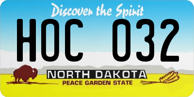ND license plate HOC032
