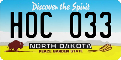 ND license plate HOC033
