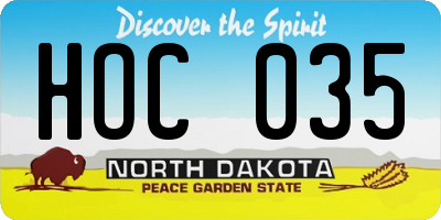 ND license plate HOC035