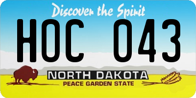 ND license plate HOC043