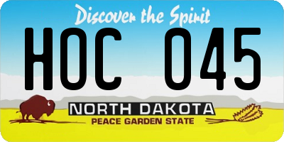 ND license plate HOC045
