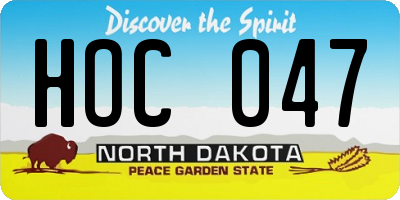 ND license plate HOC047