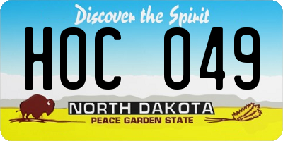 ND license plate HOC049