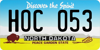 ND license plate HOC053