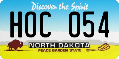 ND license plate HOC054