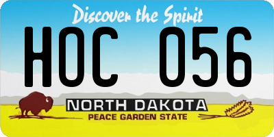 ND license plate HOC056