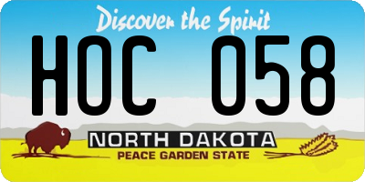 ND license plate HOC058