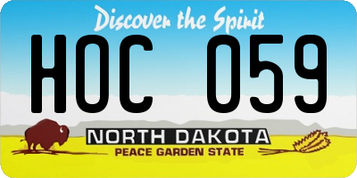 ND license plate HOC059