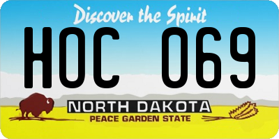 ND license plate HOC069