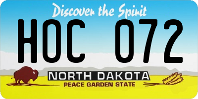 ND license plate HOC072