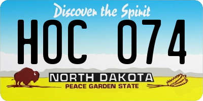ND license plate HOC074