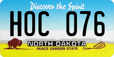 ND license plate HOC076