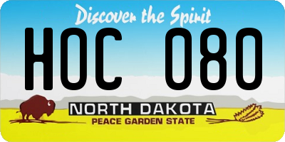 ND license plate HOC080